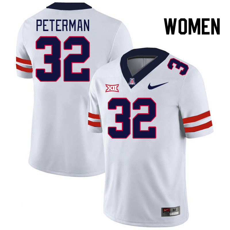 Women #32 Cash Peterman Arizona Wildcats Big 12 Conference College Football Jerseys Stitched-White